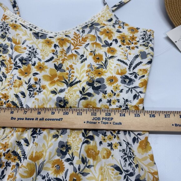 Joie Floral Sundress & Hat Size 12 Mommy and Me Yellow Tiered Cottagecore Beach - Picture 15 of 15